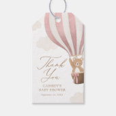 Roze Teddy Bear Hot Air Ballon Baby shower Cadeaulabel (Voorkant)