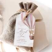 Roze Teddy Bear Hot Air Ballon Baby shower Cadeaulabel