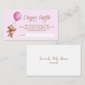 Roze Teddy Bear Luier Raffle Ticket Informatiekaartje (Voorkant / Achterkant)