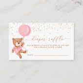 Roze Teddy Bear met ballonluidere Raffle Ticket Informatiekaartje (Voorkant)