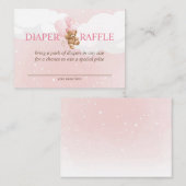 Roze Teddy Bear met Balloons Dappere Raffle Card Informatiekaartje (Voorkant / Achterkant)