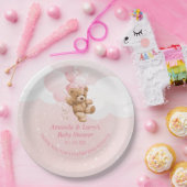 Roze Teddy Bear met Borden op ballonpapier Papieren Bordje (Feest)