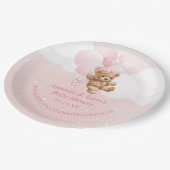 Roze Teddy Bear met Borden op ballonpapier Papieren Bordje (Gekanteld)