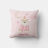 Roze Teddy Bear, Moon en Stars - Pony op achterzij Kussen (Voorkant)
