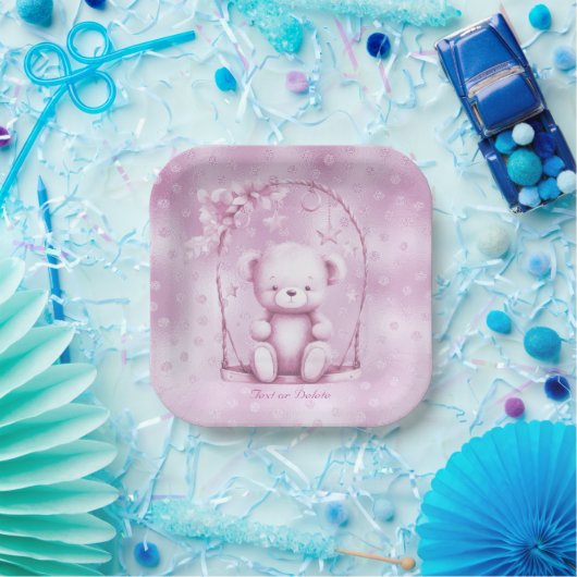 Roze Teddy Bear Papier Bord (Feest)