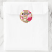 Roze Teddy Bear Picknick Verjaardagsfeestje Favor  Ronde Sticker (Tas)