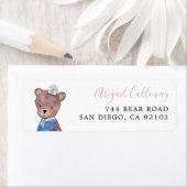 Roze Teddy Bear Return Address Label (Insitu)