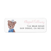 Roze Teddy Bear Return Address Label (Voorkant)
