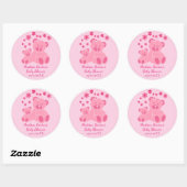 Roze Teddy Bears Schattig Meisje Baby shower Ronde Sticker (Vel)