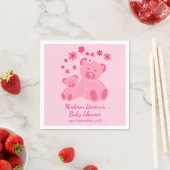 Roze Teddy Bears Schattig Meisje Baby shower Servet (Insitu)