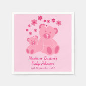 Roze Teddy Bears Schattig Meisje Baby shower Servet (Voorkant)