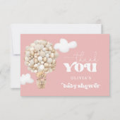 Roze Teddy Beer Ballon Barly Wacht Dank u Kaart (Voorkant)