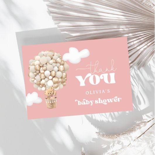 Roze Teddy Beer Ballon Barly Wacht Dank u Kaart