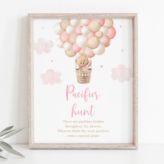 Roze Teddy Beer Ballon Fopspeen Hunt Spel Poster