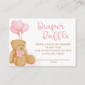 Roze Teddy Beer Ballonnen Luier Raffle Informatiekaartje (Voorkant)