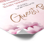 Roze Teddy Ster Wolken Baby Shower Gastboek Poster (Hoek)
