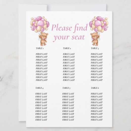 ROZE Teddy Verjaardagsmeisje Kaart (Voorkant)