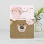 Roze Teddy We kunnen Barly Wachten Meisje Baby sho Kaart (Staand voorkant)