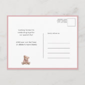 Roze Teddy We kunnen Barly Wachten Meisje Baby sho Uitnodiging Briefkaart (Achterkant)
