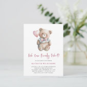 Roze Teddy We kunnen Barly Wachten Meisje Baby sho Uitnodiging Briefkaart (Staand voorkant)