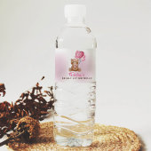 Roze Teddybeer 1e Verjaardag Water Fles Label Waterfles Etiket