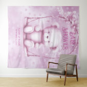 Roze teddybeer achtergrond wandkleed (In Situ (horizontaal))