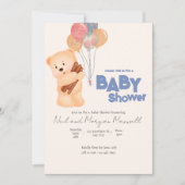 Roze Teddybeer Baby Ballonenshowers  Kaart (Voorkant)