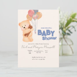 Roze Teddybeer Baby Ballonenshowers  Kaart
