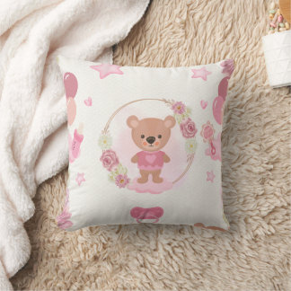 Roze Teddybeer Baby Kussen