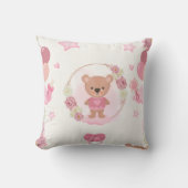 Roze Teddybeer Baby Kussen (Voorkant)