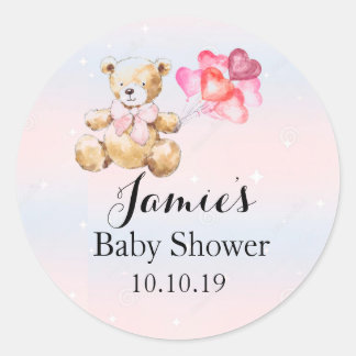 Roze Teddybeer - Baby Meisje Baby shower Ronde Sticker