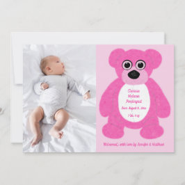 Roze Teddybeer Baby Meisje Geboorte Aankondiging