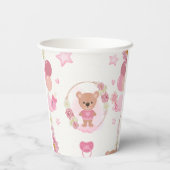 Roze teddybeer baby shower bekers (Achterkant)