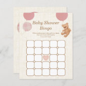 Roze Teddybeer Baby Shower Bingo Spel (Voorkant / Achterkant)