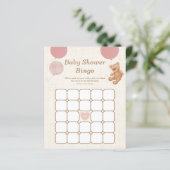 Roze Teddybeer Baby Shower Bingo Spel (Staand voorkant)