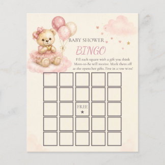 Roze Teddybeer Baby Shower Bingo Spel