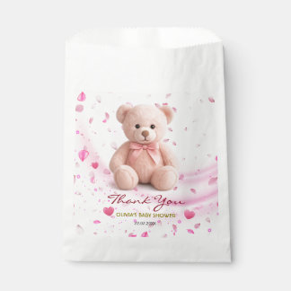 Roze teddybeer baby shower favor zak - Dank je. Bedankzakje