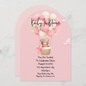 Roze Teddybeer baby shower Kaart (Voorkant / Achterkant)