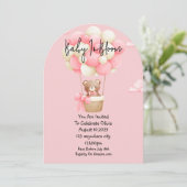 Roze Teddybeer baby shower Kaart (Staand voorkant)