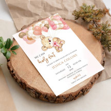Roze Teddybeer Baby Shower