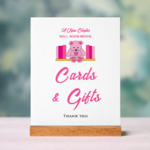 Roze teddybeer baby shower kaarten & cadeaus bord