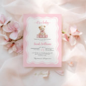 Roze teddybeer Baby shower meisje uitnodiging