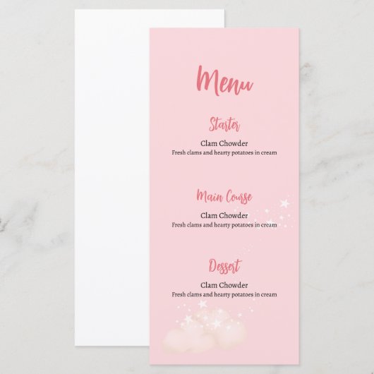 Roze Teddybeer Baby shower Menu Kaart (Voorkant / Achterkant)
