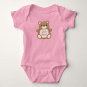 Roze Teddybeer Baby Shower Romper (Voorkant)