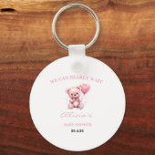 Roze Teddybeer Baby Shower Sleutelhanger (Voorkant)