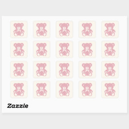 Roze Teddybeer baby shower Vierkante Sticker