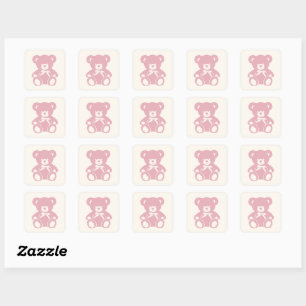 Roze Teddybeer baby shower Vierkante Sticker