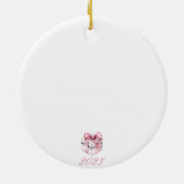 Roze Teddybeer Baby's Eerste Kerstmis Keramisch Ornament (Achterkant)