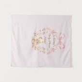 Roze teddybeer babyshower achtergrond wandkleed (Voorkant (horizontaal))