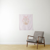 Roze teddybeer babyshower achtergrond wandkleed (In situ)